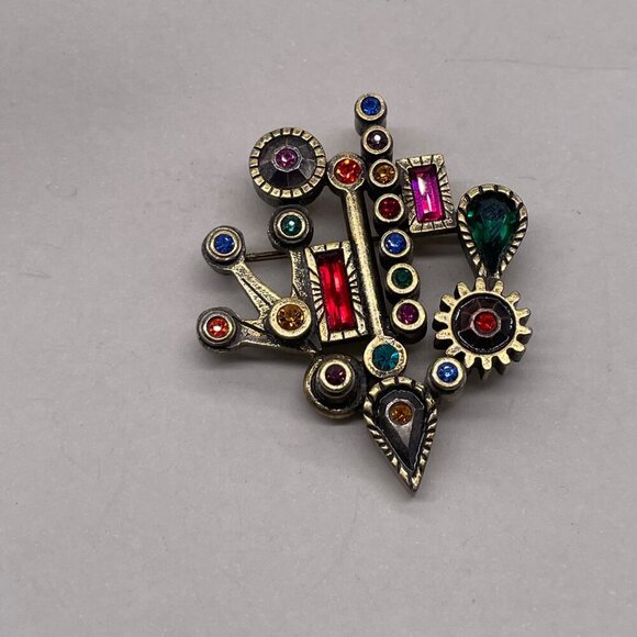 Patricia Locke Multi Color Gold Toned Brooch Pin NEW RARE Retired NWOT. 2015 - Picture 3 of 6